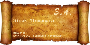 Simek Alexandra névjegykártya